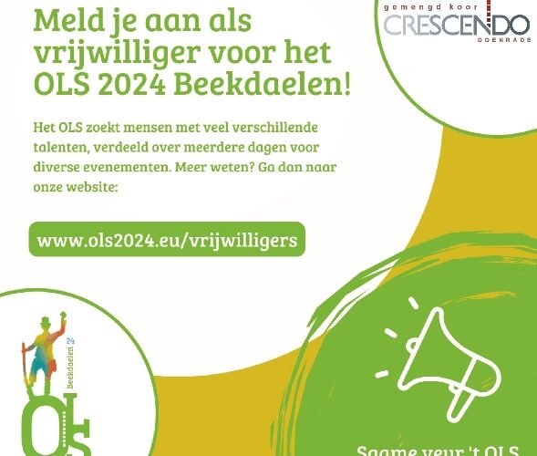 Steun Gemengd Koor Crescendo als vrijwilliger bij het OLS 2024